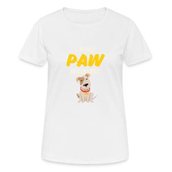 Ich treffe Pfotenentscheidungen, ich treffe schlechte Entscheidungen Hundeliebhaber - Frauen T-Shirt atmungsaktiv - Weiß - Vorne - AI Model Female 172 dark (172cm)