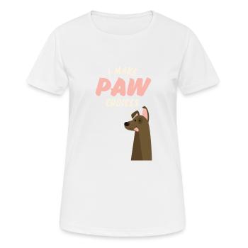 Ich treffe Pfotenentscheidungen, ich treffe schlechte Entscheidungen Hundeliebhaber - Frauen T-Shirt atmungsaktiv - Weiß - Vorne - AI Model Female 172 dark (172cm)
