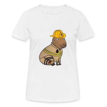 Feuerwehrmann Feuerwehr Capybara - Frauen T-Shirt atmungsaktiv - Weiß - Vorne - AI Model Female 172 dark (172cm)