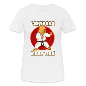 Capybara Martial Arts Black Belt Muay Thai - Women's Breathable T-Shirt - white - Front - AI Model Female 172 dark (172cm)