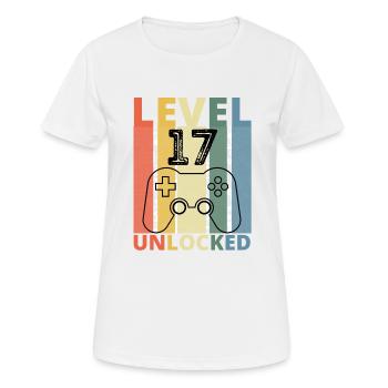 Level 17 Freigeschaltet Lustiger Gamer Geburtstag Siebzehn - Frauen T-Shirt atmungsaktiv - Weiß - Vorne - AI Model Female 172 dark (172cm)