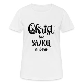 Christ le Sauveur est né en noir - T-shirt respirant Femme - blanc - Devant - AI Model Female 172 dark (172cm)