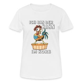 ICH BIN DER HAHN IM KORB - Frauen T-Shirt atmungsaktiv - Weiß - Vorne - AI Model Female 172 dark (172cm)