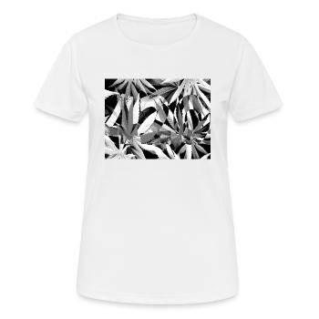 420 Hanfblätter - Frauen T-Shirt atmungsaktiv - Weiß - Vorne - AI Model Female 172 dark (172cm)