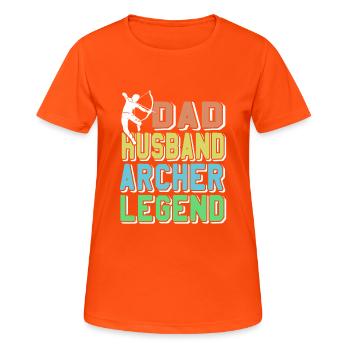 Dad Husband Archer Legend Retro Archery Hunting - Women's Breathable T-Shirt - neon orange - Front - AI Model Female 172 dark (172cm)