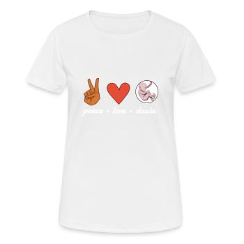 Peace Love Doula Midwife - Women's Breathable T-Shirt - white - Front - AI Model Female 172 dark (172cm)