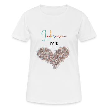 Lehrerin Mit Herz, T shirt Mit Spruch. - Frauen T-Shirt atmungsaktiv - Weiß - Vorne - AI Model Female 172 dark (172cm)