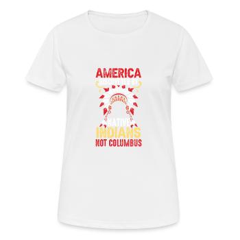 L’Amérique découverte par les Indiens en 1942 Anti - T-shirt respirant Femme - blanc - Devant - AI Model Female 172 dark (172cm)