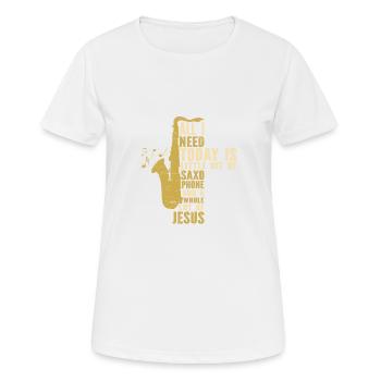 Saxophon Jesus Jazzmusiker Saxophonist - Frauen T-Shirt atmungsaktiv - Weiß - Vorne - AI Model Female 172 dark (172cm)