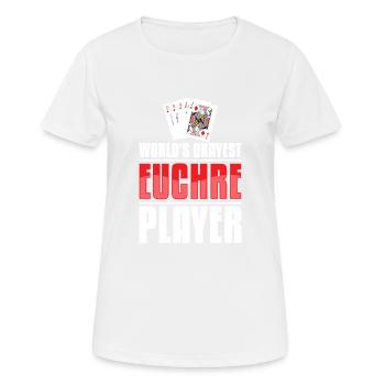 Okayest Euchre Player - Euchre Player Kartenspiel - Frauen T-Shirt atmungsaktiv - Weiß - Vorne - AI Model Female 172 dark (172cm)