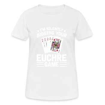 Beurteilen Sie Ihr Euchre-spiel - - Frauen T-Shirt atmungsaktiv - Weiß - Vorne - AI Model Female 172 dark (172cm)