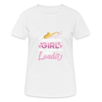 Saxophon Musikerin Jazzmusiker - Frauen T-Shirt atmungsaktiv - Weiß - Vorne - AI Model Female 172 dark (172cm)