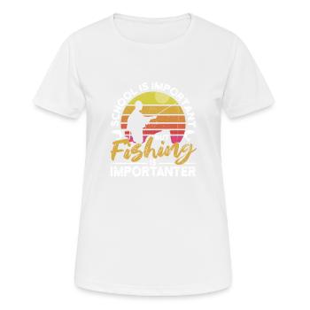 Vintage Schule ist wichtig, aber Angeln ist wicht - Frauen T-Shirt atmungsaktiv - Weiß - Vorne - AI Model Female 172 dark (172cm)
