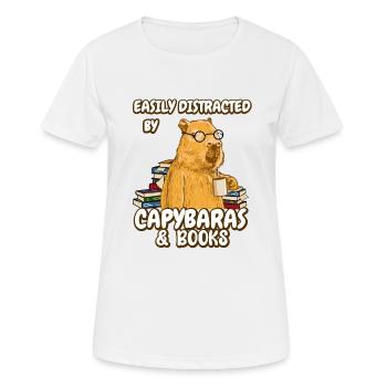 Easily distracted by Capybaras & Books - Women's Breathable T-Shirt - white - Front - AI Model Female 172 dark (172cm)