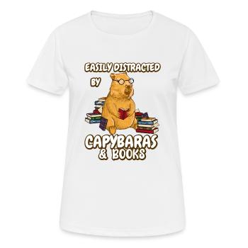 Facilement distrait par Capybaras & Books - T-shirt respirant Femme - blanc - Devant - AI Model Female 172 dark (172cm)