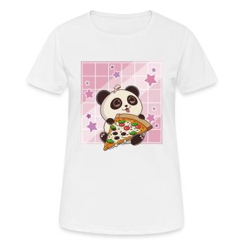 Cute Kawaii Panda Who Eats Pizza Anime Manga - Women's Breathable T-Shirt - white - Front - AI Model Female 172 dark (172cm)
