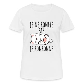 je ne ronfle pas je ronronne - T-shirt respirant Femme - blanc - Devant - AI Model Female 172 dark (172cm)