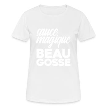 Sauce Magique Beau Gosse - T-shirt respirant Femme - blanc - Devant - AI Model Female 172 dark (172cm)