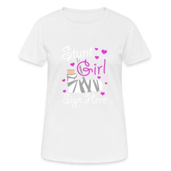 Mädchen-stunt-schild Hier - Frauen T-Shirt atmungsaktiv - Weiß - Vorne - AI Model Female 172 dark (172cm)