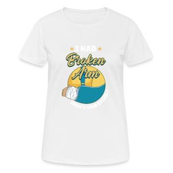 J’ai eu une fracture - T-shirt respirant Femme - blanc - Devant - AI Model Female 172 dark (172cm)