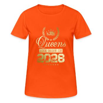 Queens born in 2028 - Frauen T-Shirt atmungsaktiv - Neonorange - Vorne - AI Model Female 172 dark (172cm)