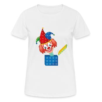 Fasching Kostüm Clown Kasper aus der Box Karneval - Frauen T-Shirt atmungsaktiv - Weiß - Vorne - AI Model Female 172 dark (172cm)