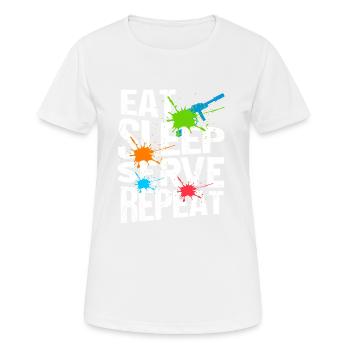 EAT Sleep Serve Répéter Retro Navy Seals Army - T-shirt respirant Femme - blanc - Devant - AI Model Female 172 dark (172cm)