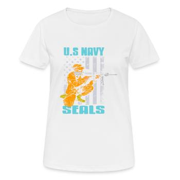 U.S. NAVY Seals Retro Awesome Navy Soldier T-Shirt - T-shirt respirant Femme - blanc - Devant - AI Model Female 172 dark (172cm)