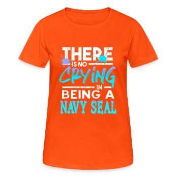 Il n’y a pas de pleurs à être un rétro NAVY Seal - T-shirt respirant Femme - orange néon - Devant - AI Model Female 172 dark (172cm)