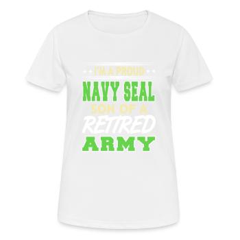 Je suis un fier NAVY SEAL Fils d’un rétro de l’armée à la retraite - T-shirt respirant Femme - blanc - Devant - AI Model Female 172 dark (172cm)