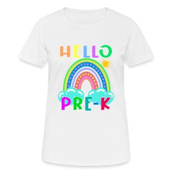 Bonjour PRE-K Boho Rainbow Team Vibes Retour à l’école - T-shirt respirant Femme - blanc - Devant - AI Model Female 172 dark (172cm)