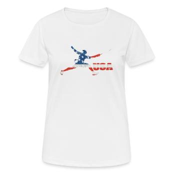 Escrime USA Team Drapeau américain Escrimeur américain - T-shirt respirant Femme - blanc - Devant - AI Model Female 172 dark (172cm)