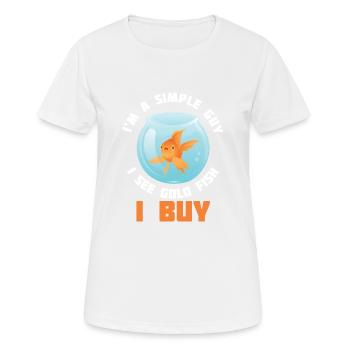 Simple Guy See Goldfish I Buy Carp Japan Aquarium - Frauen T-Shirt atmungsaktiv - Weiß - Vorne - AI Model Female 172 dark (172cm)