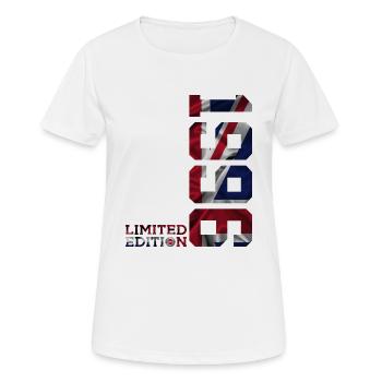 ÉDITION LIMITÉE ANGLETERRE 30E ANNIVERSAIRE BRITANNIQUE 1996 - T-shirt respirant Femme - blanc - Devant - AI Model Female 172 dark (172cm)