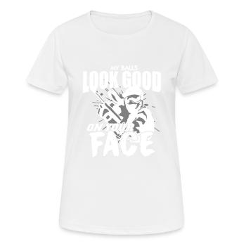 Mes balles ont fière allure sur votre visage balles de paintball - T-shirt respirant Femme - blanc - Devant - AI Model Female 172 dark (172cm)