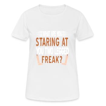 Vous deux jambes Freak Funny Prosthesis Designs - T-shirt respirant Femme - blanc - Devant - AI Model Female 172 dark (172cm)