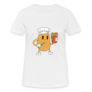 Potato Cook Fast Food Snack French fries cooking - Women's Breathable T-Shirt - white - Front - AI Model Female 172 dark (172cm)