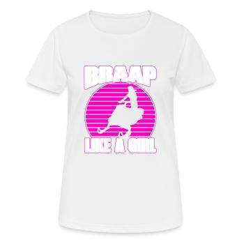 Braap Like A Girl Motoneige Motoneige - T-shirt respirant Femme - blanc - Devant - AI Model Female 172 dark (172cm)