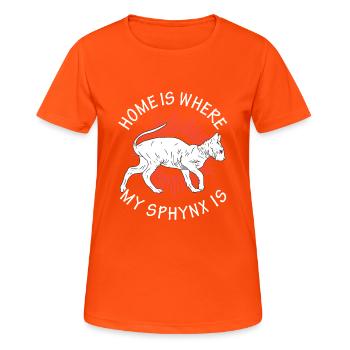Zuhause Ist, Wo Mein Sphynx Kätzchen Ist - Frauen T-Shirt atmungsaktiv - Neonorange - Vorne - AI Model Female 172 dark (172cm)