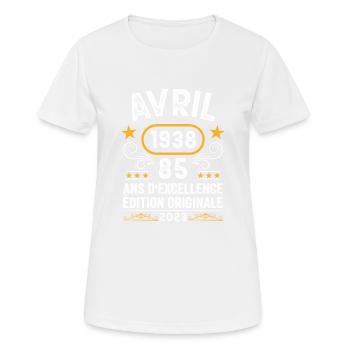 Geburtstag Vintage Geschenkidee April 1938 85 - Frauen T-Shirt atmungsaktiv - Weiß - Vorne - AI Model Female 172 dark (172cm)