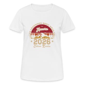 Die Legenden wurden im Januar 2026 geboren - Frauen T-Shirt atmungsaktiv - Weiß - Vorne - AI Model Female 172 dark (172cm)