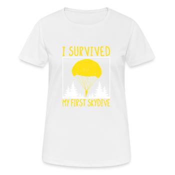 J’ai survécu à mon premier saut en parachute - T-shirt respirant Femme - blanc - Devant - AI Model Female 172 dark (172cm)