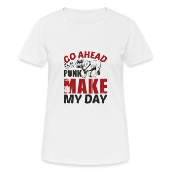 GO AHEAD PUNK MAKE MY DAY DOG - Frauen T-Shirt atmungsaktiv - Weiß - Vorne - AI Model Female 172 dark (172cm)