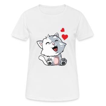 Chaton - chat mignon avec des cœurs - T-shirt respirant Femme - blanc - Devant - AI Model Female 172 dark (172cm)