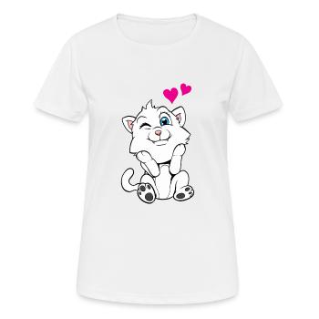 Niedliche Katze mit Herzen - Frauen T-Shirt atmungsaktiv - Weiß - Vorne - AI Model Female 172 dark (172cm)