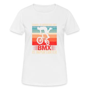 Schule ist wichtig, aber BMX ist noch wichtiger - Frauen T-Shirt atmungsaktiv - Weiß - Vorne - AI Model Female 172 dark (172cm)