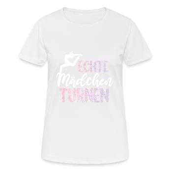 Turnen | Turnerin Gymnastik Turnen Mädchen Frauen - Frauen T-Shirt atmungsaktiv - Weiß - Vorne - AI Model Female 172 dark (172cm)