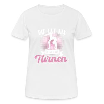 Turnen | Turnerin Gymnastik Turnen Mädchen Frauen - Frauen T-Shirt atmungsaktiv - Weiß - Vorne - AI Model Female 172 dark (172cm)
