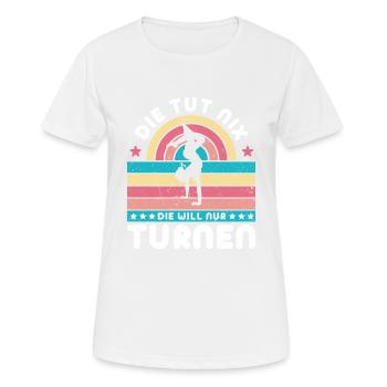 Turnen | Turnerin Gymnastik Turnen Mädchen Frauen - Frauen T-Shirt atmungsaktiv - Weiß - Vorne - AI Model Female 172 dark (172cm)
