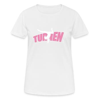 Turnen | Turnerin Gymnastik Turnen Mädchen Frauen - Frauen T-Shirt atmungsaktiv - Weiß - Vorne - AI Model Female 172 dark (172cm)